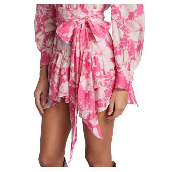 LoveShackFancy Teyana Floral Cotton-Silk Minidress pink fuschia size 8 - Picture 4 of 10